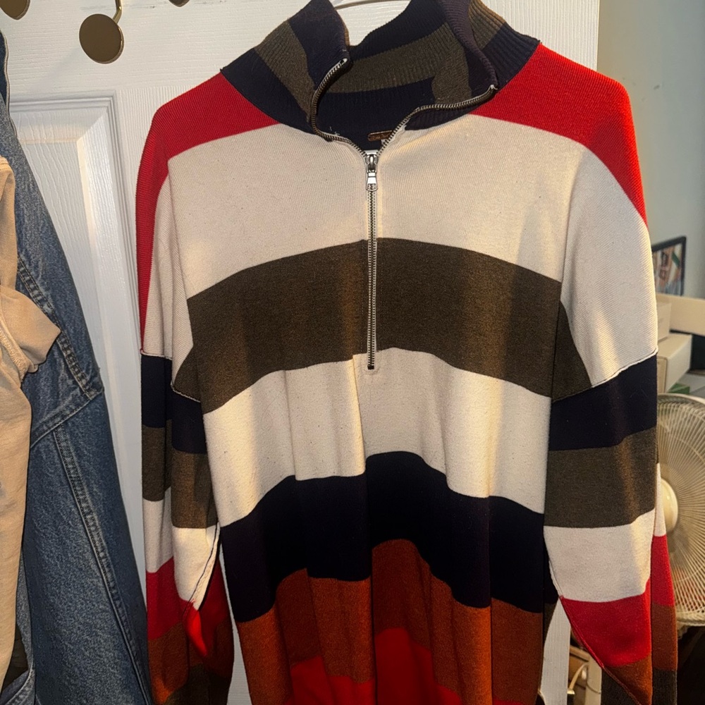 Free People Multicolor Striped Zip-Up Sweater